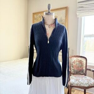 Y2K navy quarter zip knit sweater Liz & Co petite XL